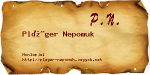 Pláger Nepomuk névjegykártya
